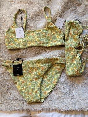 Skatie Green and Yellow Floral Bikini Set